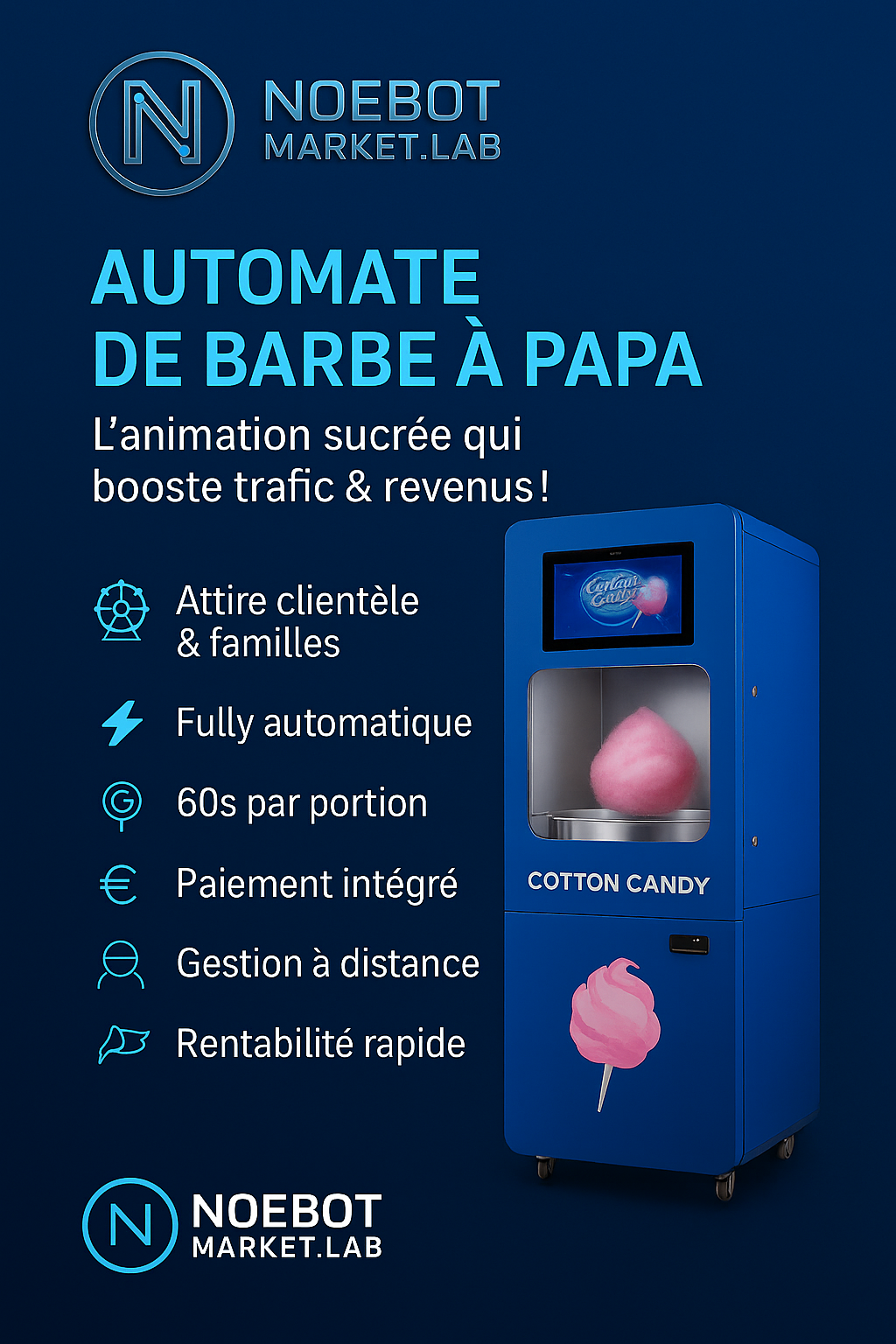 Automate à barbe à papa qui attire et fidélise